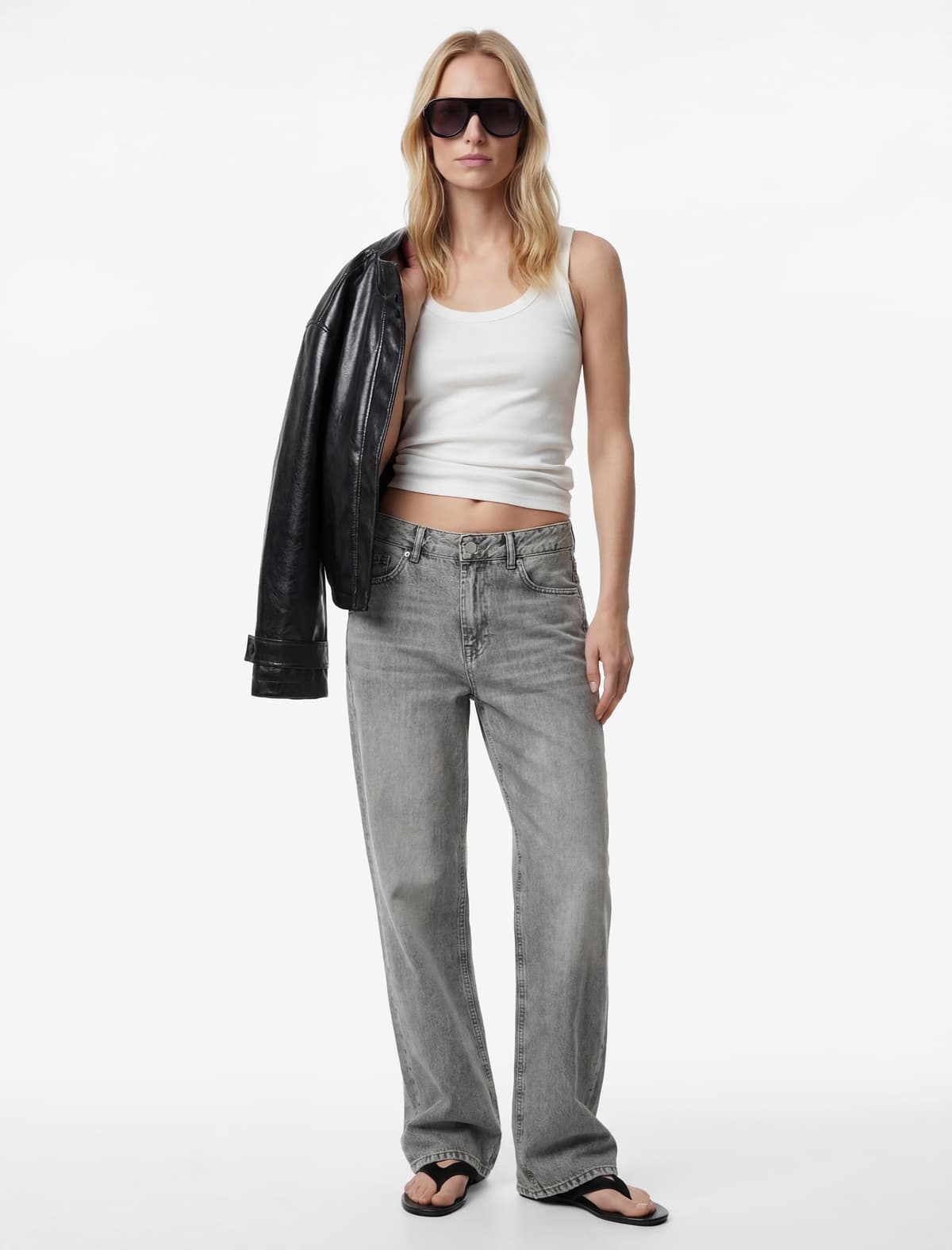 Pambıq Normal Bel Düyməli Düz Ayaqlı Denim Şalvar - Straight Fit Jean