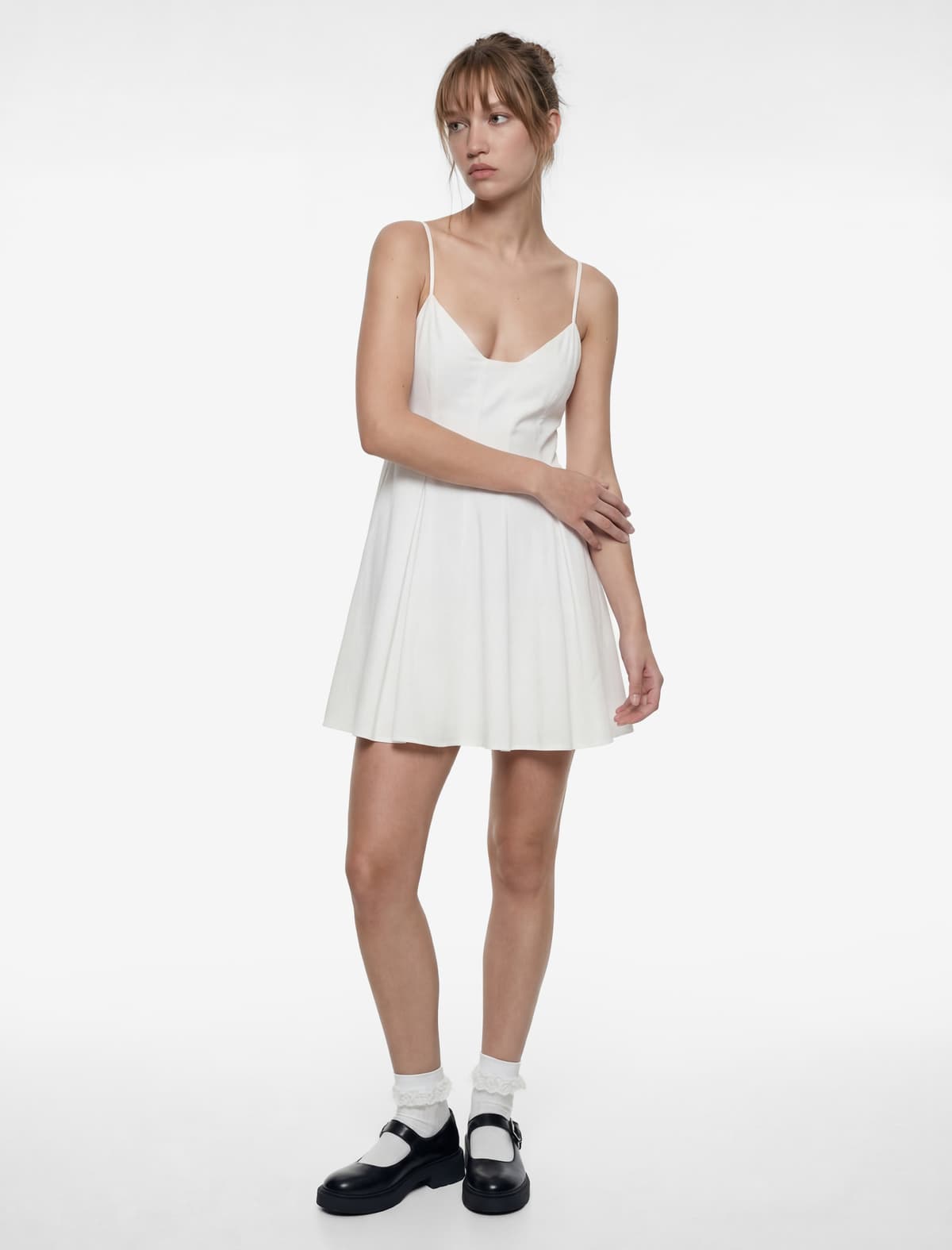 İp kəmərli yaxa boyun qolsuz pambıq mini don
