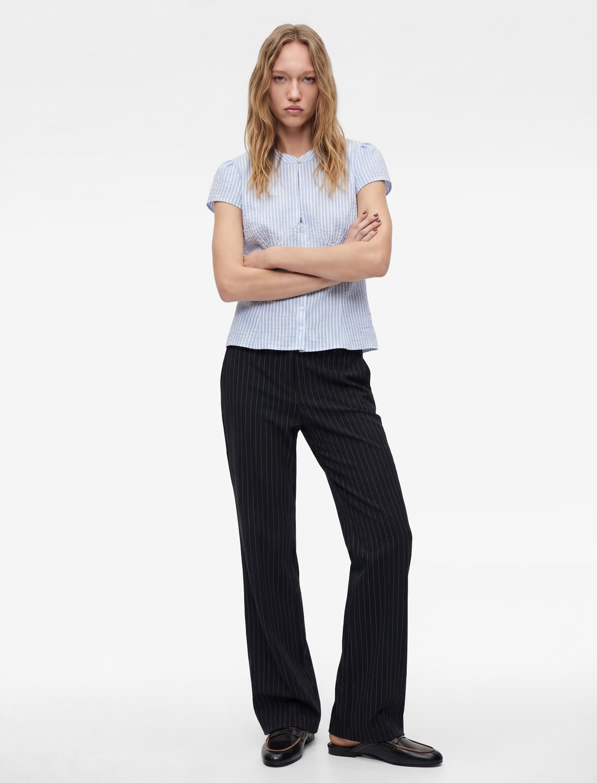Viskoz Qarışığı Slim Fit Düyməli Şalvar