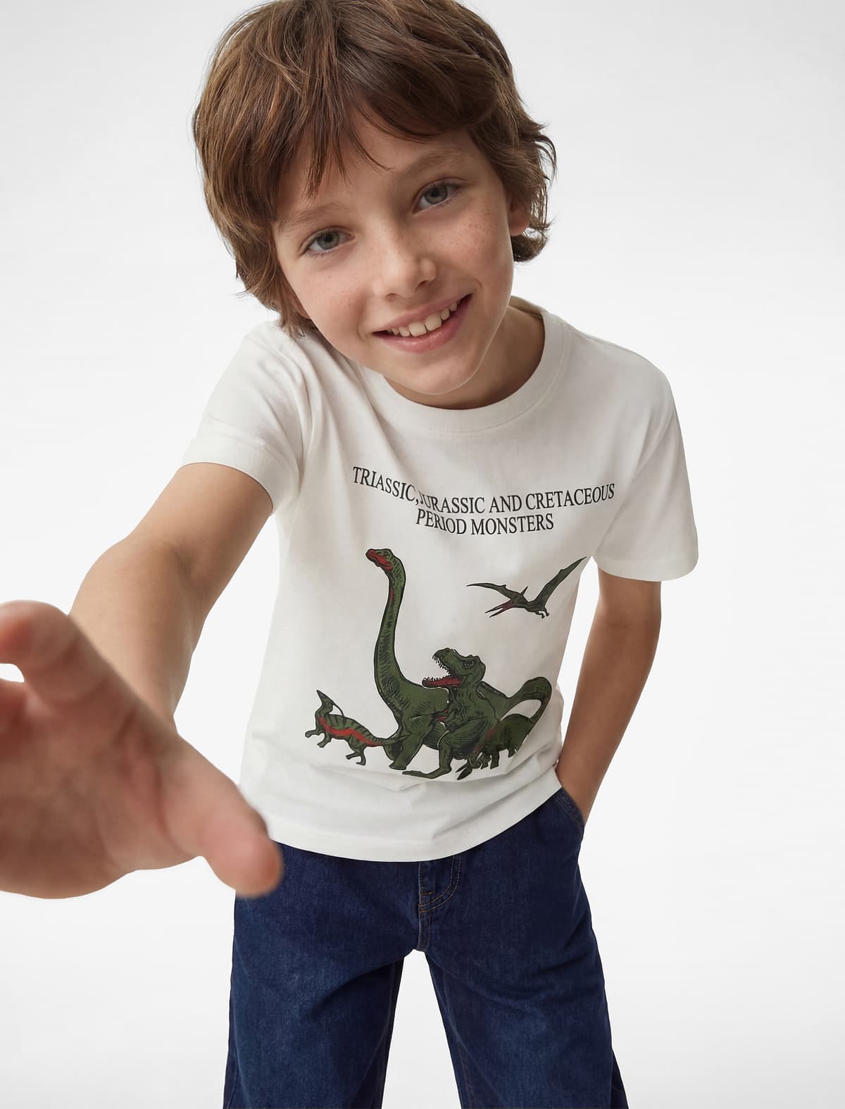 Dinosaur Çaplı Qısaqol Dəyirmi yaxalı Pambıq Tişört