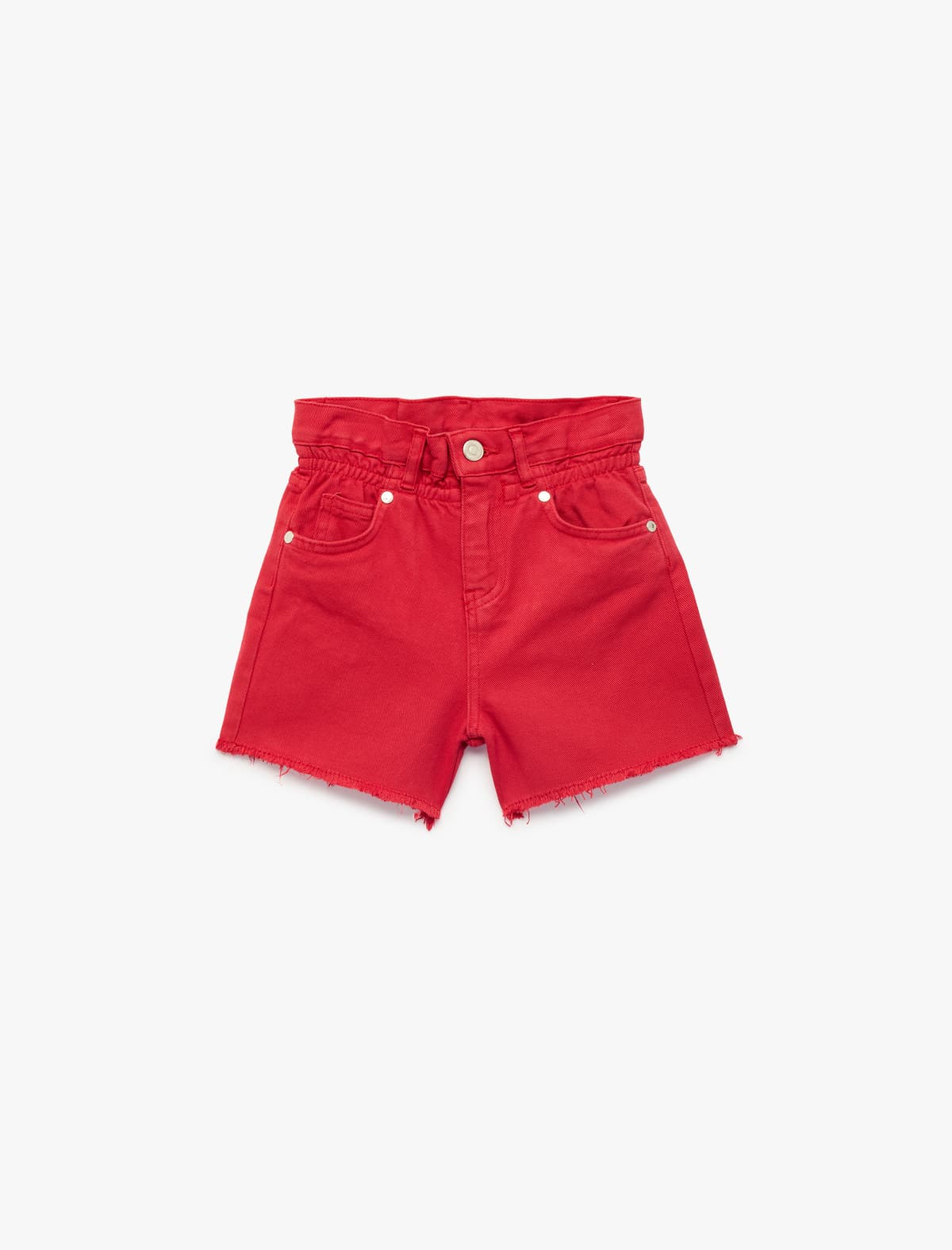 Pambıq Cibli Yüksək Bel Denim Şort