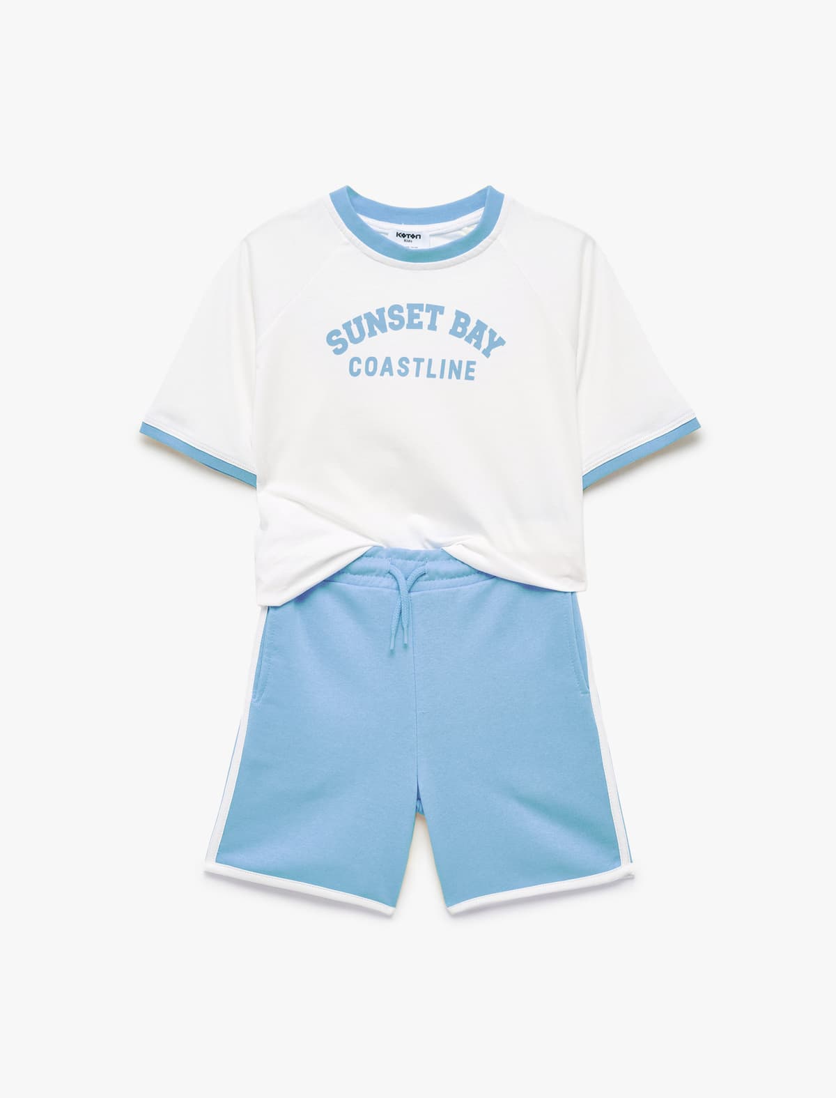 Raglan Sleeve Dəyirmi yaxa Çaplı Şort Mayka Dəsti