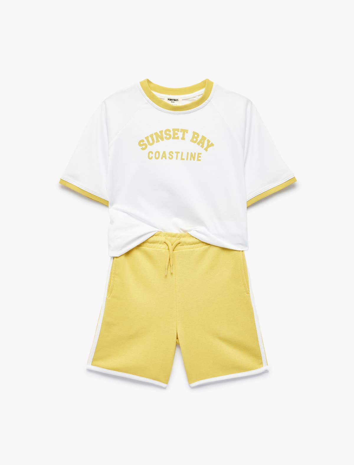 Raglan Sleeve Dəyirmi yaxa Çaplı Şort Mayka Dəsti