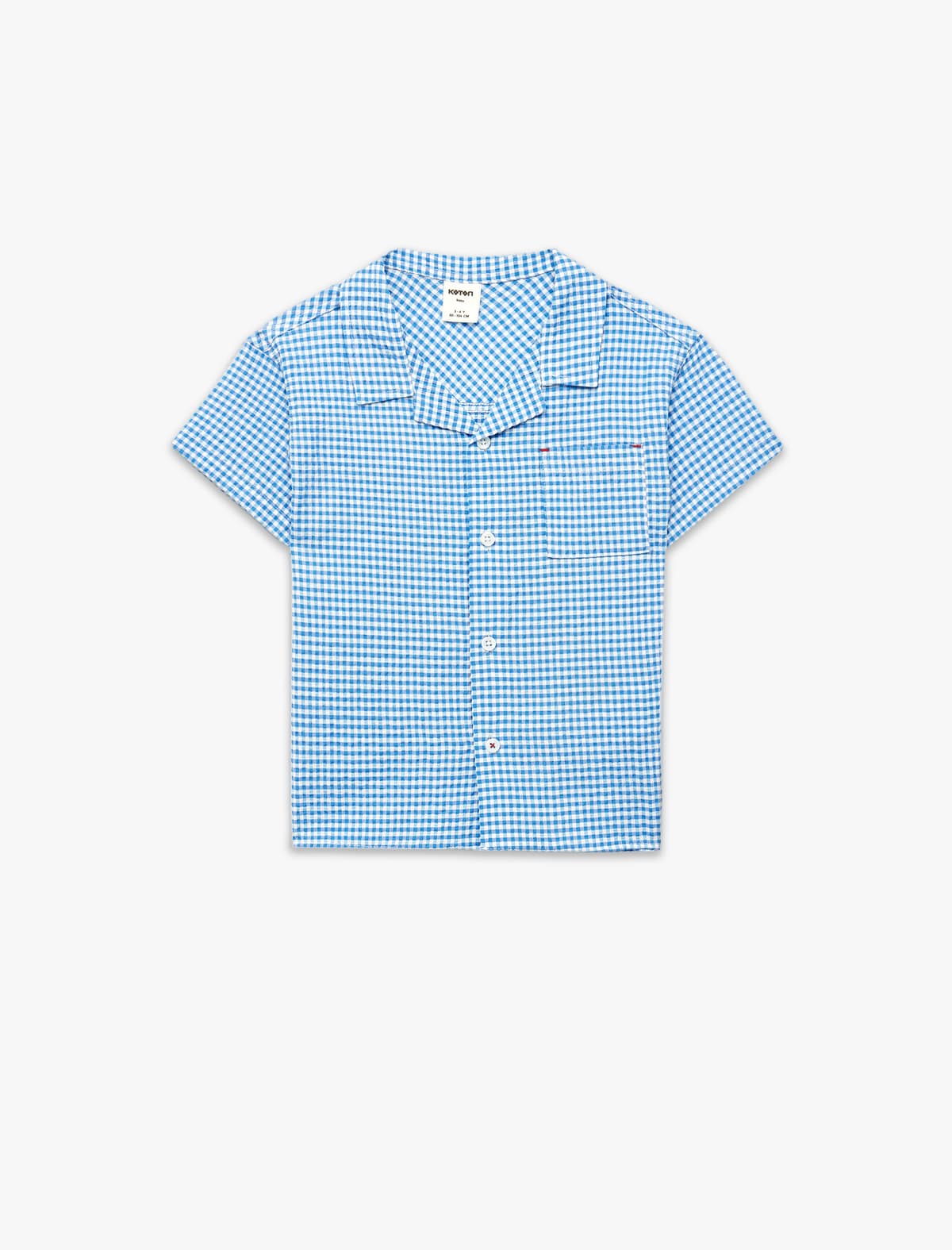 Düyməli Cib Klassik Yaxalı Gingham Qısaqol Tişört