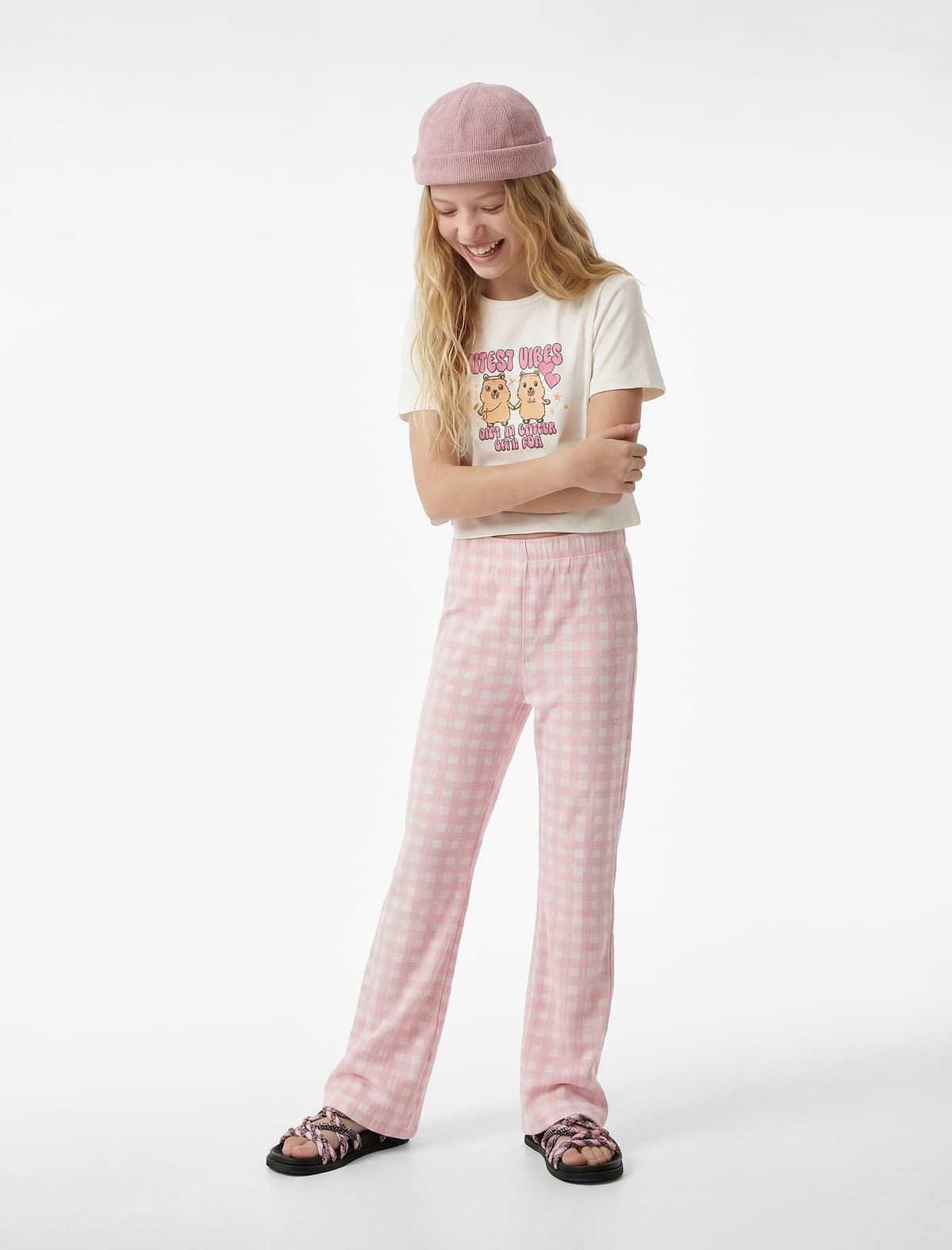 Slim fit, Elastik Belli Plaid Şalvar