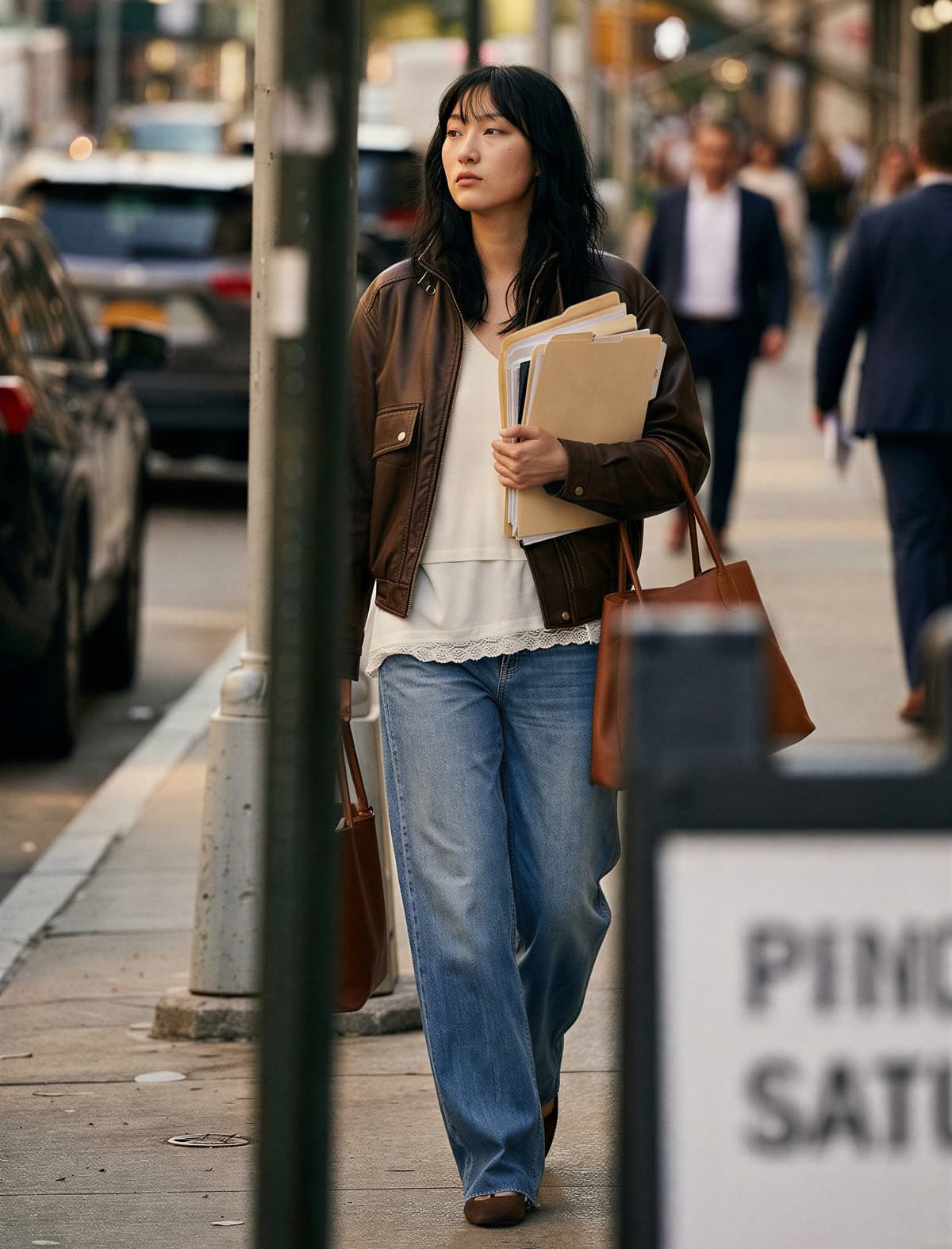 Yüksək Bel Tikişli Detallı Düyməli Cibli Geniş Paçalı Denim Şalvar - Geniş Paçalı Jean