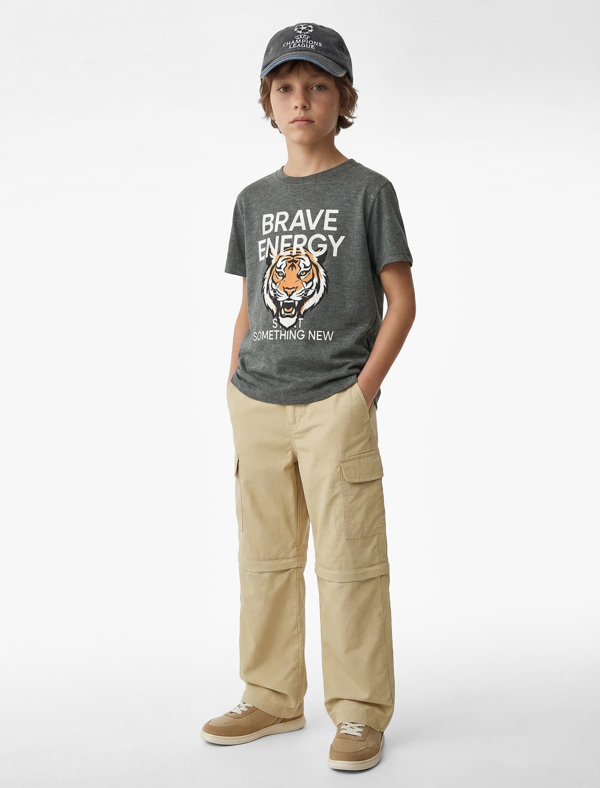 Qısaqol Dəyirmi yaxalı Tiger Print Tişört