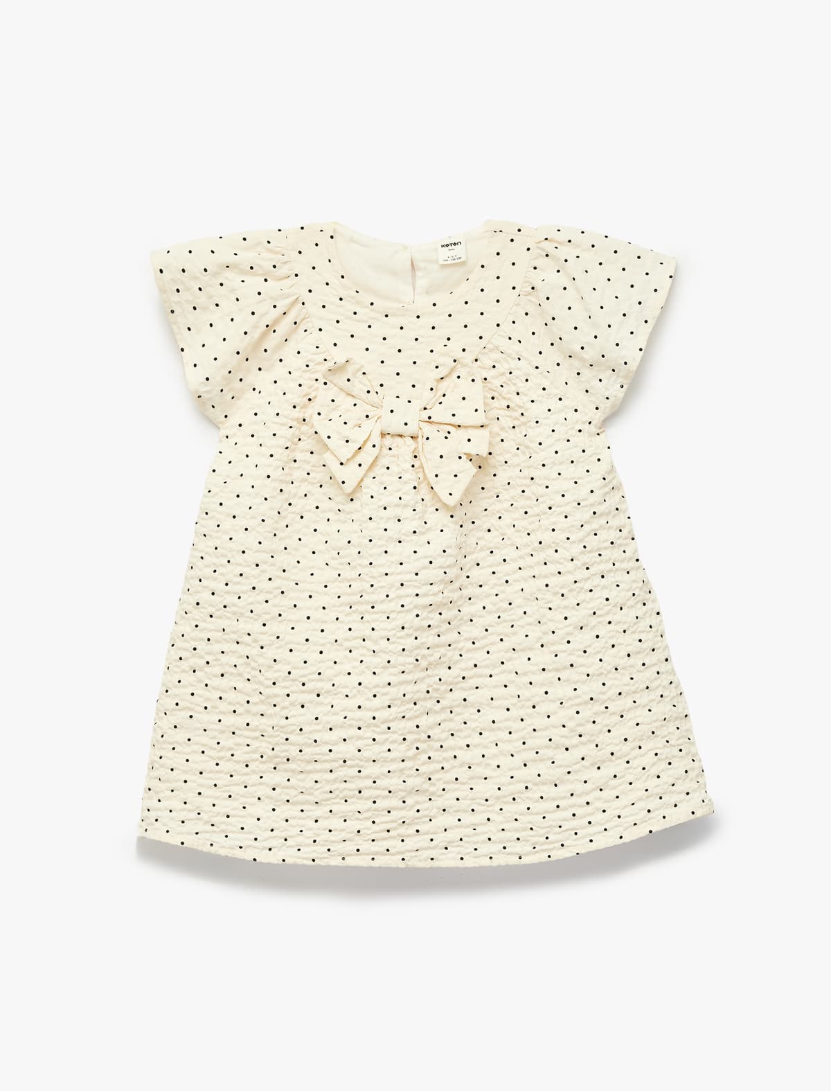 Qısaqol Dəyirmi yaxalı A-Line Polka Dot Don