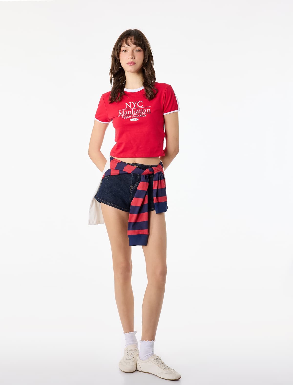 Slim fit Qısaqol Yaxalı Pambıq Boru Çaplı Tişört