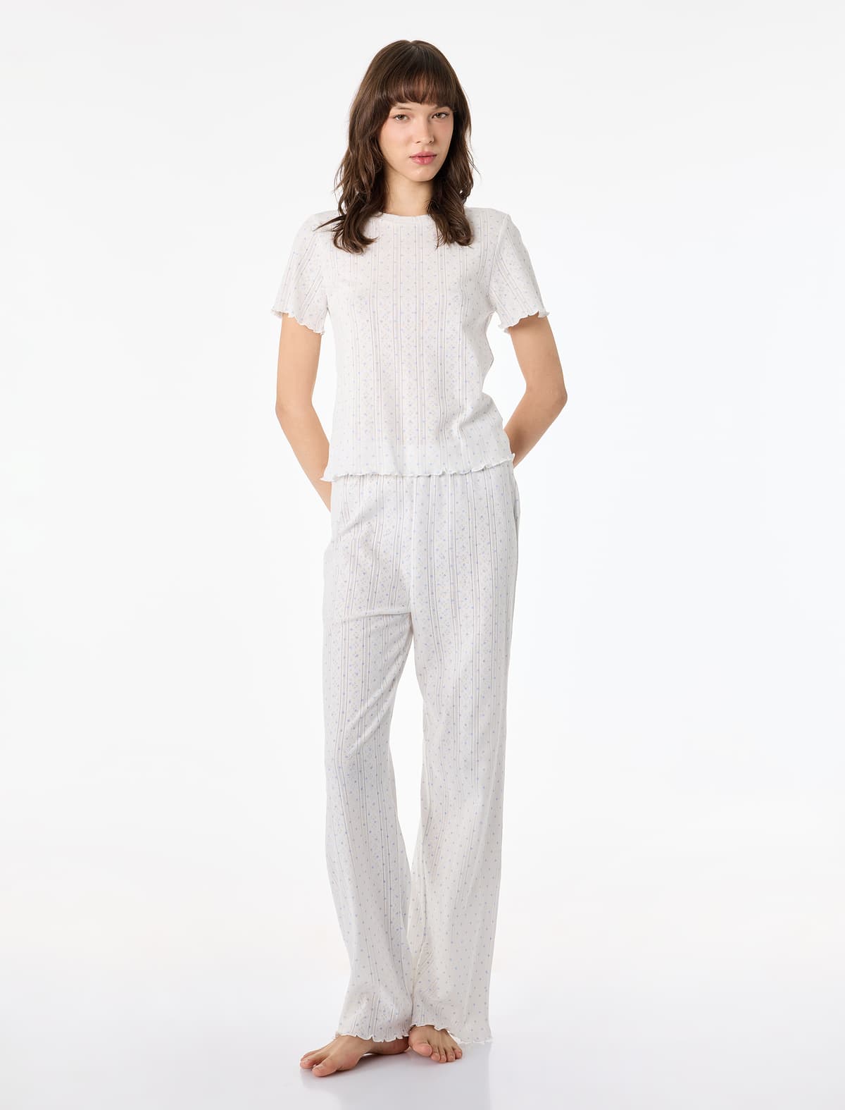 Qısaqol Rahat Kesimli Pambıq Pijama Dəsti - 2 dəst
