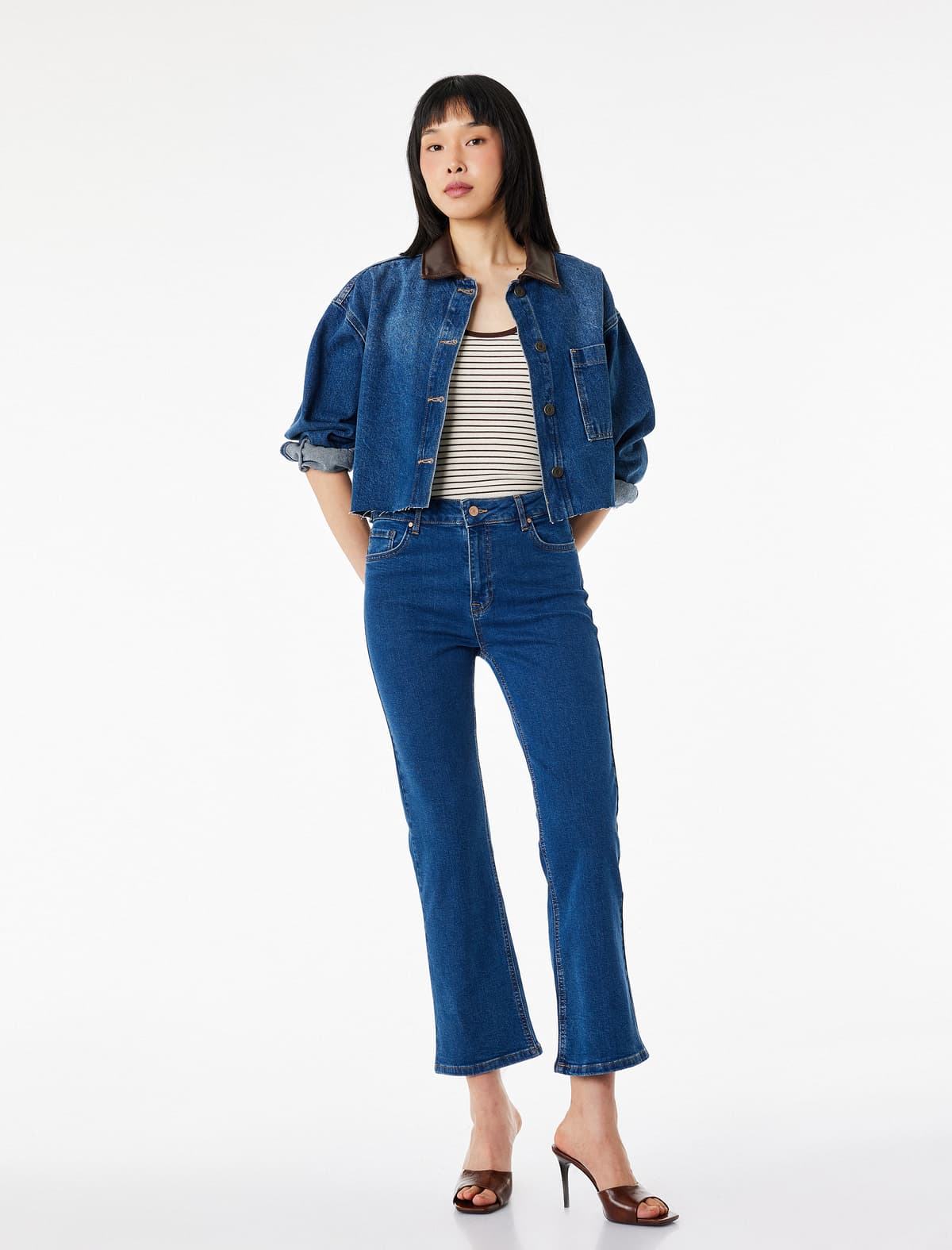 Pambıq Flare Ayaqlı Slim Fit Denim Şalvar - Flare Jeans