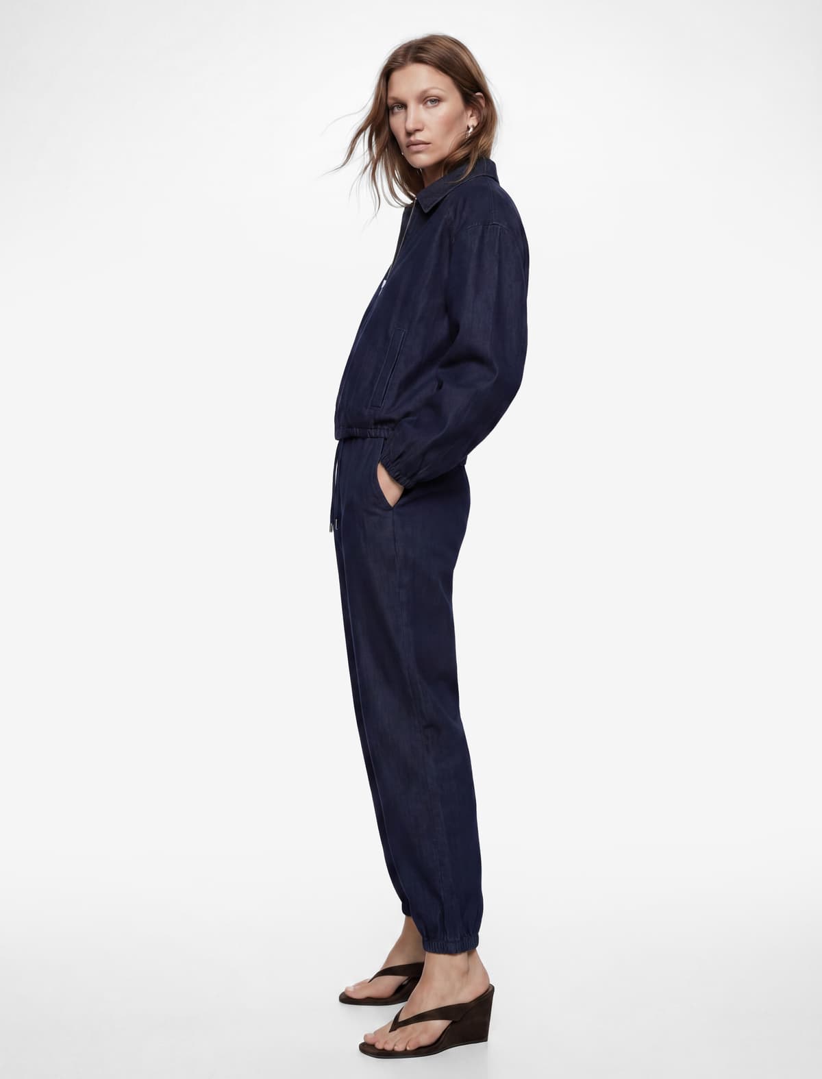 Rahat Fit Krujeva Bel Cib Jogger Denim Şalvar