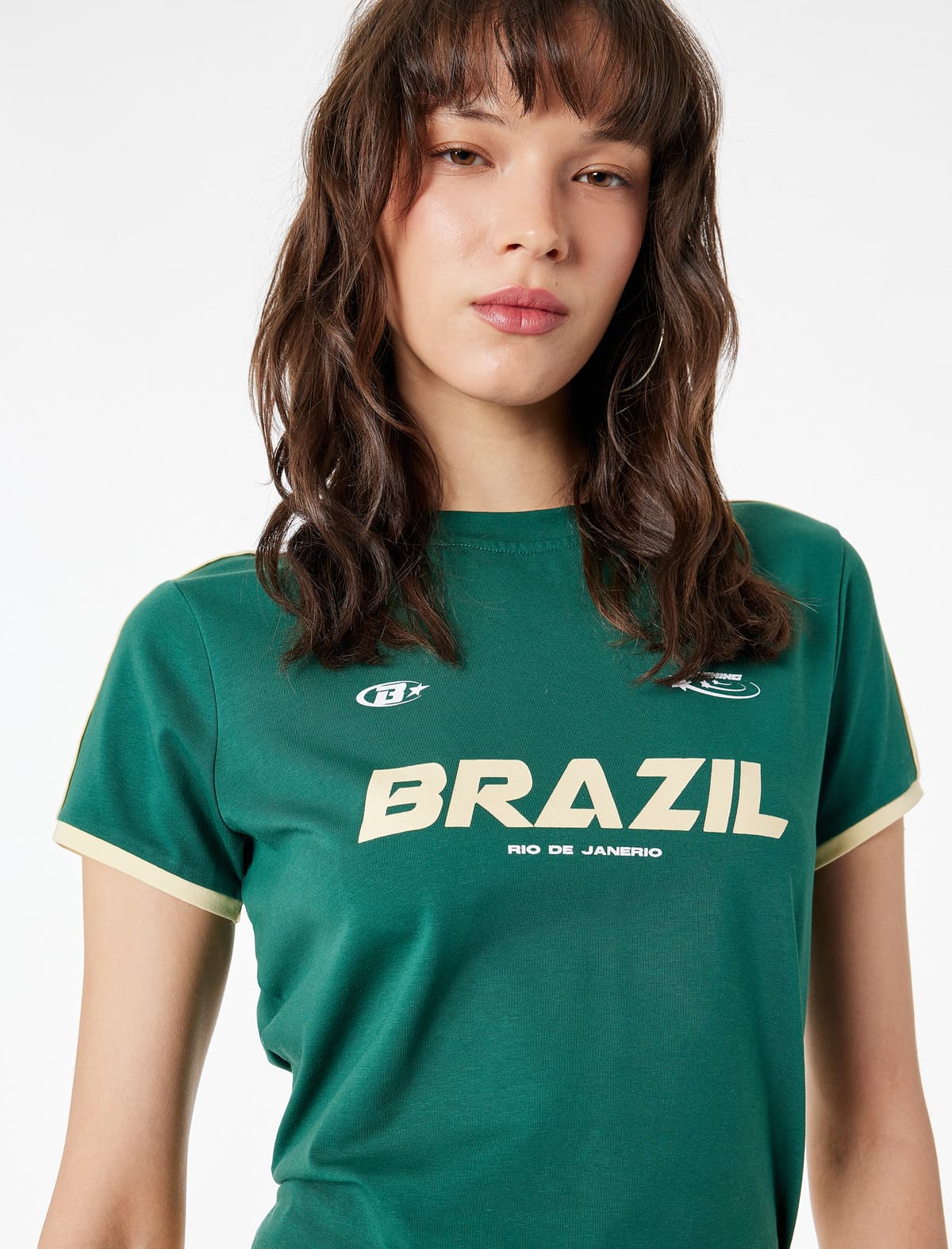 Pambıq Slim Fit Crew Yaka Boru Qısaqol Çaplı Tişört
