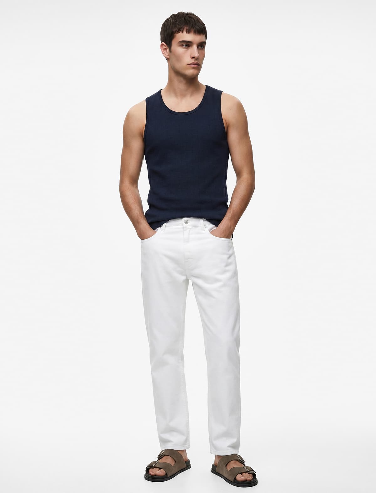 Pambıq Qolsuz Ekipaj Yaka Slim Fit Alt köynək