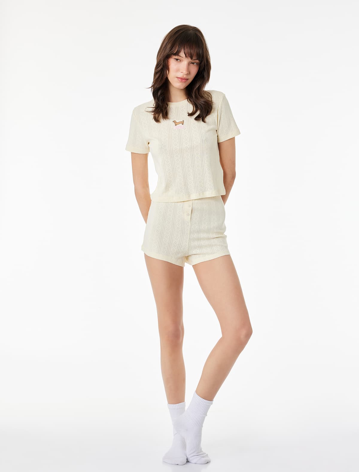 Qısaqol Pambıq Pijama Dəsti Şortlu
