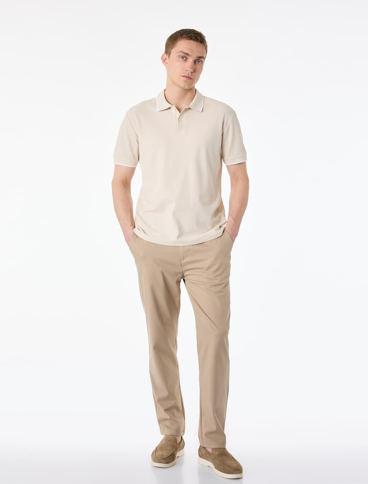 Qısaqol Pambıq Pike Parça Düyməli Polo Yaka Slim Fit Tişört