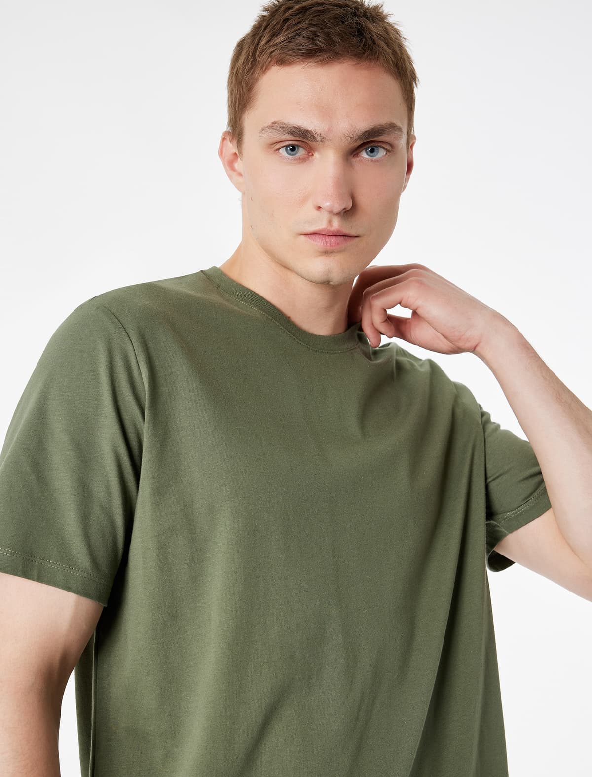 Normal fit Qısaqol Pambıq Yaxalı Əsas İdman Tişörti