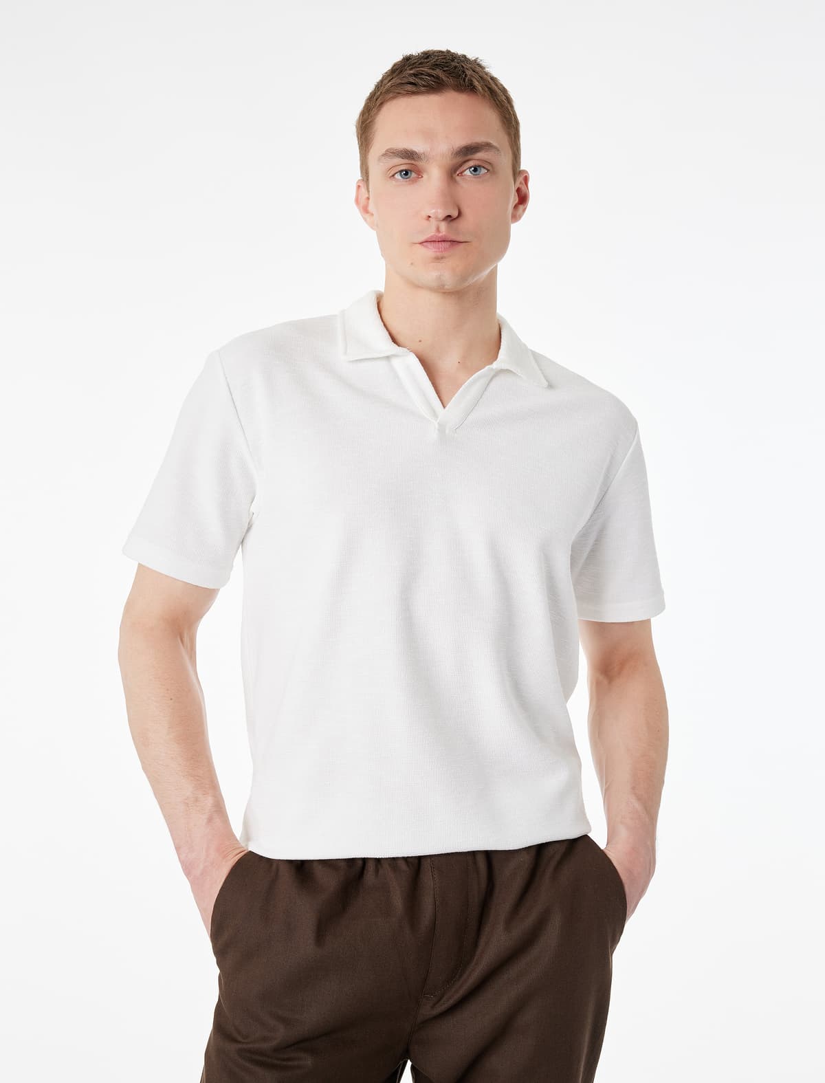 Normal Fit Qısaqol Əsas Polo Yakalı köynək