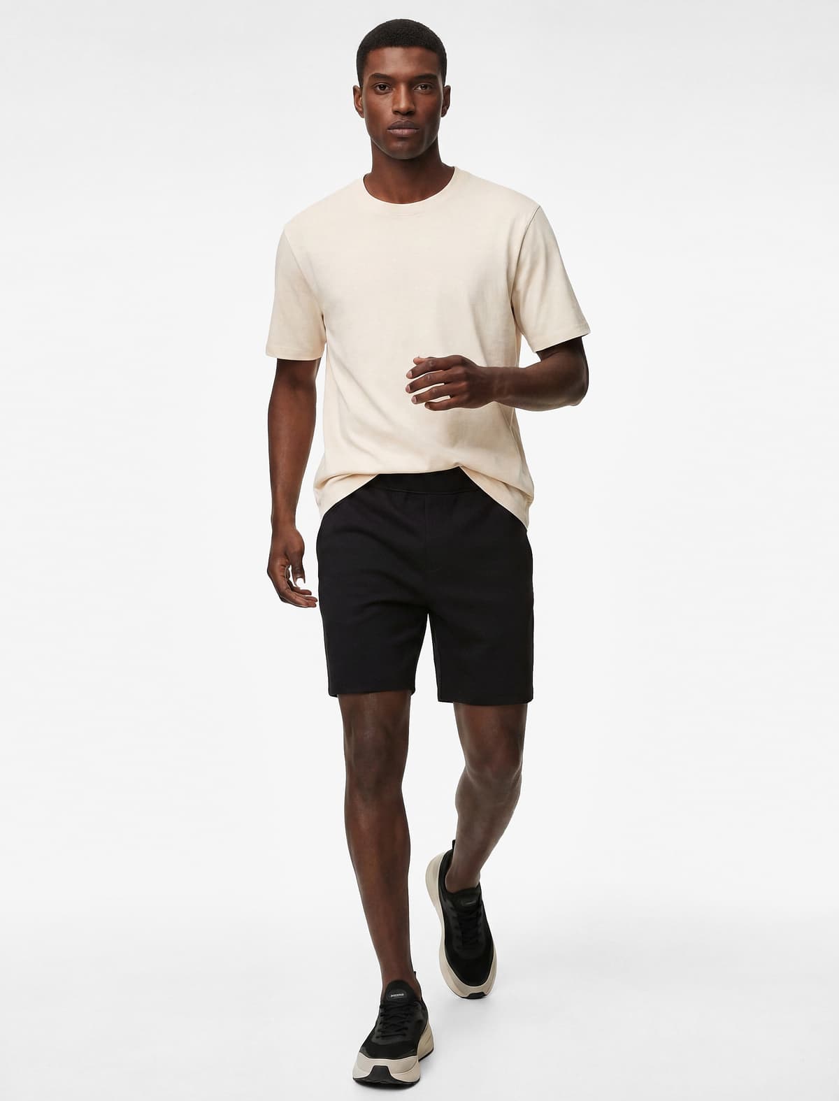 Normal fit Qısaqol Pambıq Yaxalı Əsas İdman Tişörti