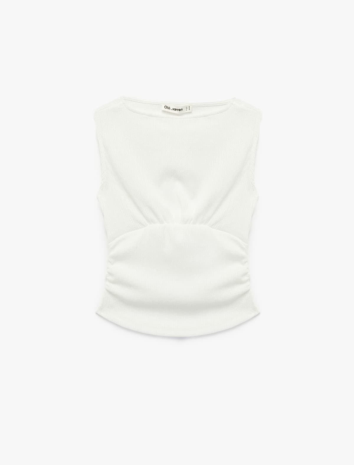 Yığılmış Qayıq Yaka Slim Fit Qolsuz Bluza